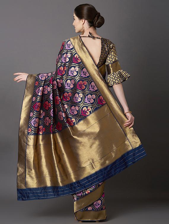 self design banarasi saree with blouse - 16954503 - Zoom Image - 2