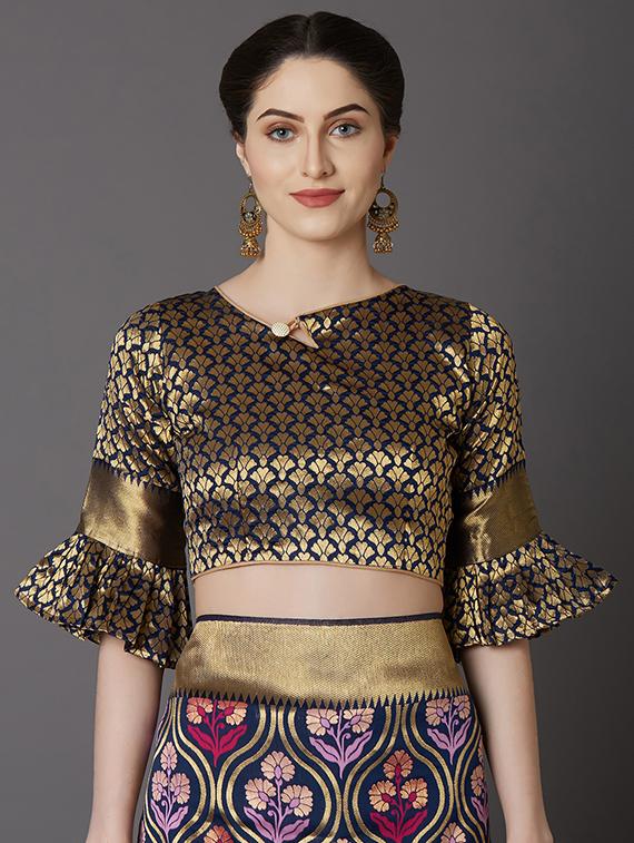 self design banarasi saree with blouse - 16954503 - Zoom Image - 3
