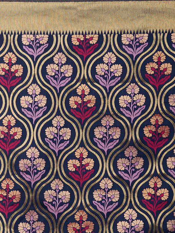self design banarasi saree with blouse - 16954503 - Zoom Image - 4