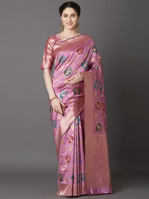 self design banarasi saree with blouse - 16954509 - Standard Image - 1