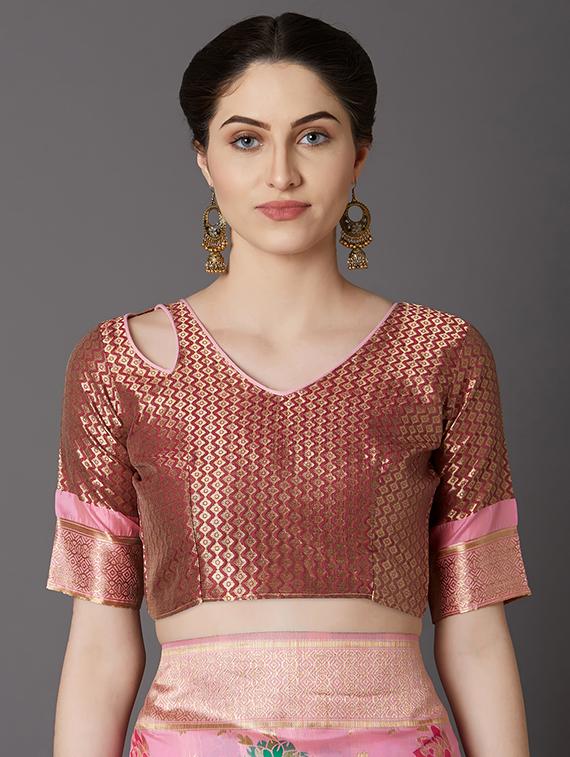 self design banarasi saree with blouse - 16954511 - Zoom Image - 3