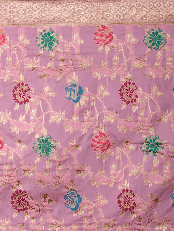 self design banarasi saree with blouse - 16954511 - Zoom Image - 4