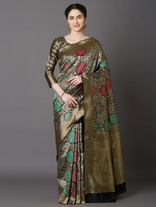self design banarasi saree with blouse - 16954513 - Standard Image - 1