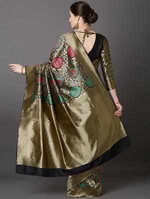 self design banarasi saree with blouse - 16954513 - Standard Image - 2
