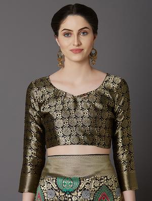 self design banarasi saree with blouse - 16954513 - Standard Image - 3