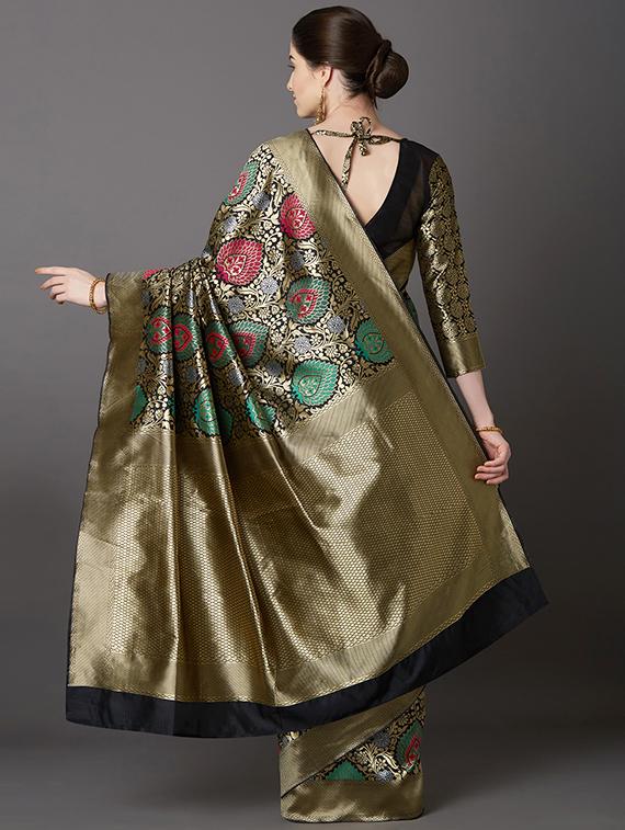 self design banarasi saree with blouse - 16954513 - Zoom Image - 2