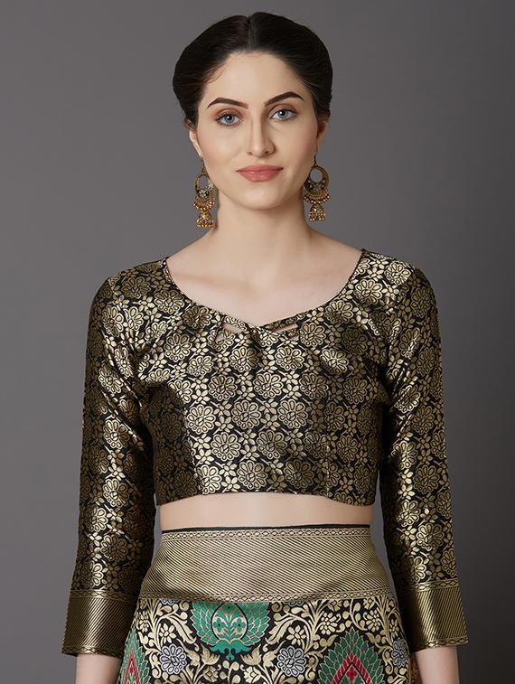 self design banarasi saree with blouse - 16954513 - Zoom Image - 3