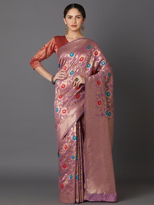 self design banarasi saree with blouse - 16954514 - Standard Image - 1