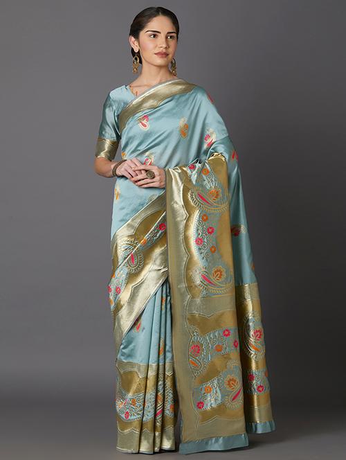 self design banarasi saree with blouse - 16954517 - Standard Image - 1