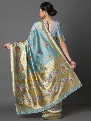 self design banarasi saree with blouse - 16954517 - Standard Image - 2