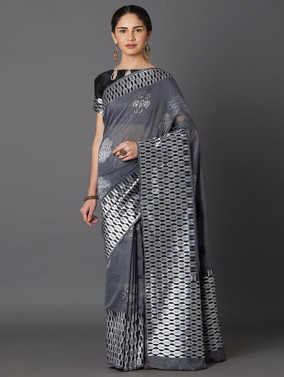 self design banarasi saree with blouse - 16954518 - Zoom Image - 1