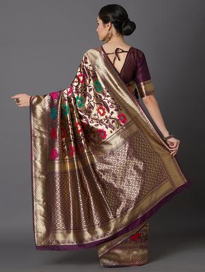 self design banarasi saree with blouse - 16954522 - Standard Image - 2