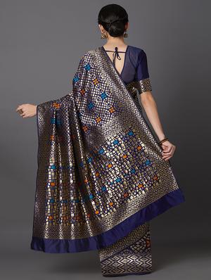 self design banarasi saree with blouse - 16954523 - Standard Image - 2