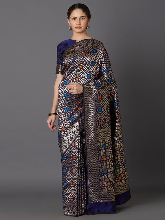self design banarasi saree with blouse - 16954523 - Zoom Image - 1