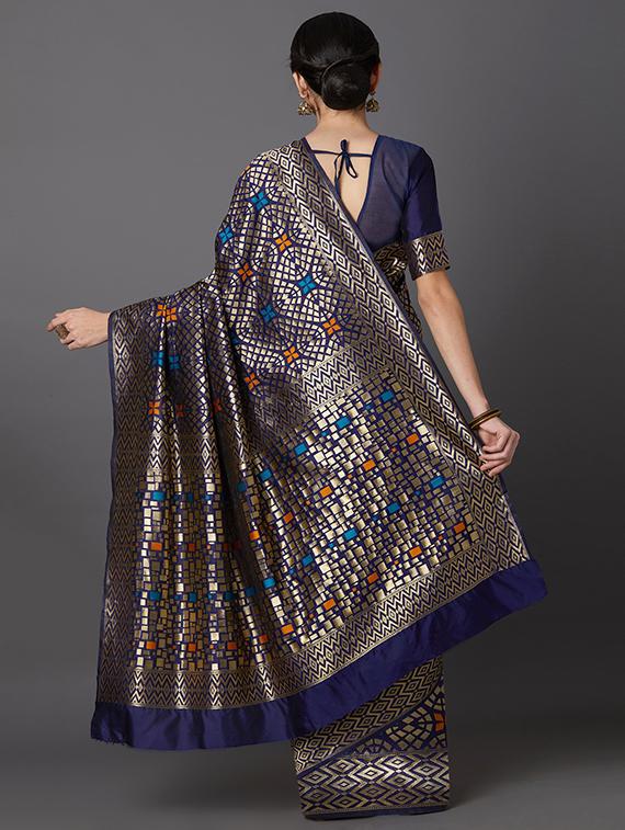 self design banarasi saree with blouse - 16954523 - Zoom Image - 2