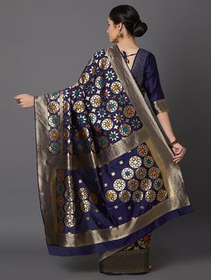 self design banarasi saree with blouse - 16954527 - Standard Image - 2