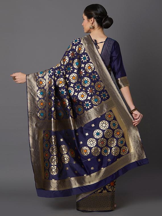 self design banarasi saree with blouse - 16954527 - Zoom Image - 2