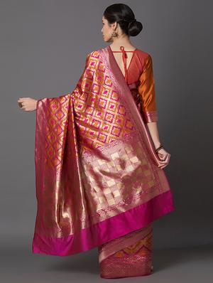 half & half banarasi saree with blouse - 16954528 - Standard Image - 2