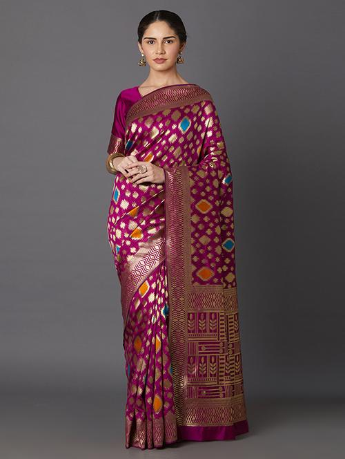 ikat banarasi saree with blouse - 16954529 - Standard Image - 1