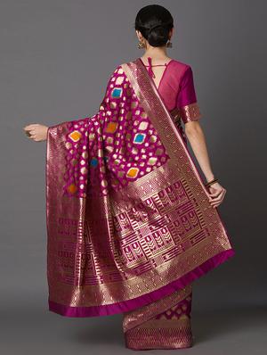 ikat banarasi saree with blouse - 16954529 - Standard Image - 2