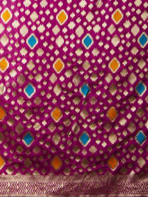 ikat banarasi saree with blouse - 16954529 - Standard Image - 4