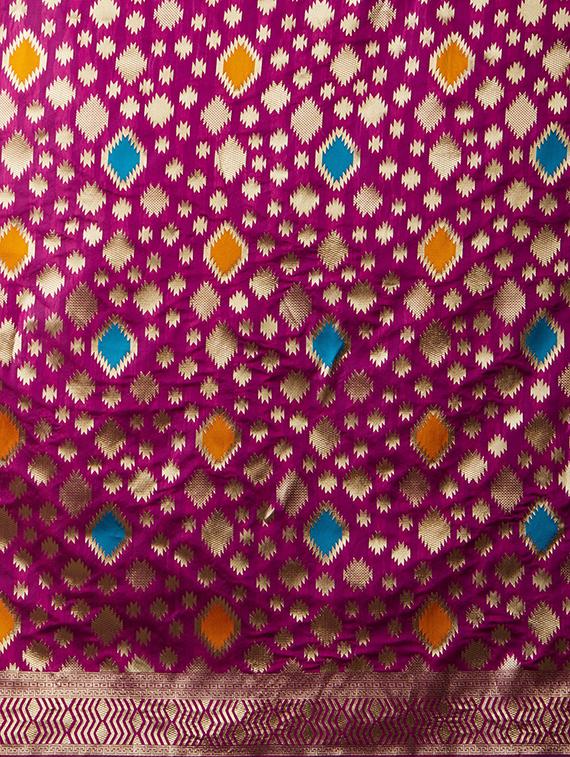 ikat banarasi saree with blouse - 16954529 - Zoom Image - 4