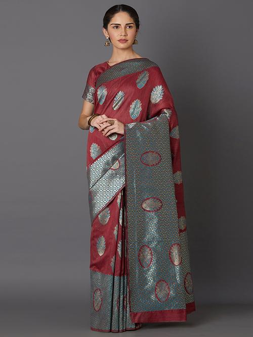 self design banarasi saree with blouse - 16954530 - Standard Image - 1