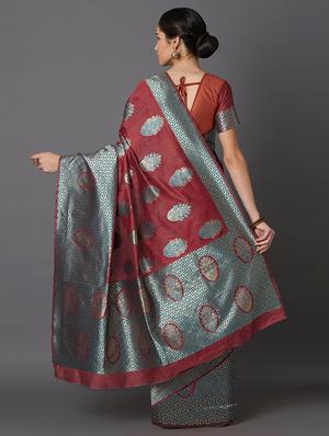 self design banarasi saree with blouse - 16954530 - Standard Image - 2
