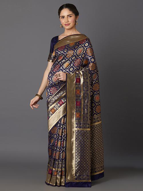 self design banarasi saree with blouse - 16954532 - Standard Image - 1