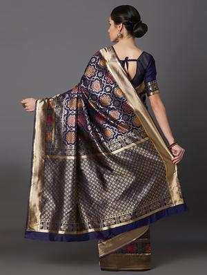 self design banarasi saree with blouse - 16954532 - Standard Image - 2