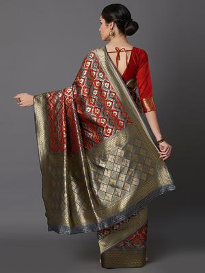 self design banarasi saree with blouse - 16954533 - Standard Image - 2