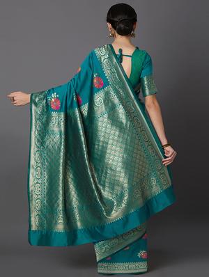 self design banarasi saree with blouse - 16954534 - Standard Image - 2