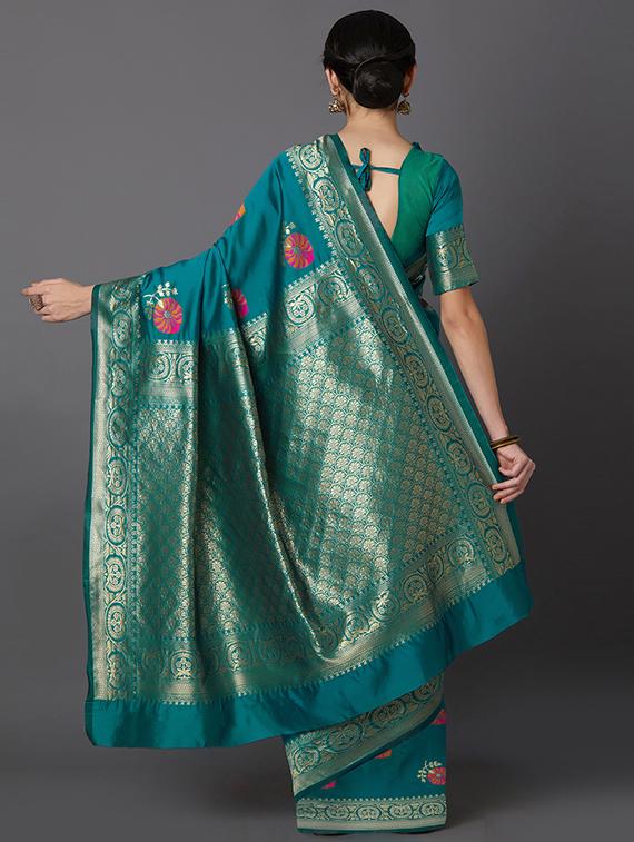 self design banarasi saree with blouse - 16954534 - Zoom Image - 2