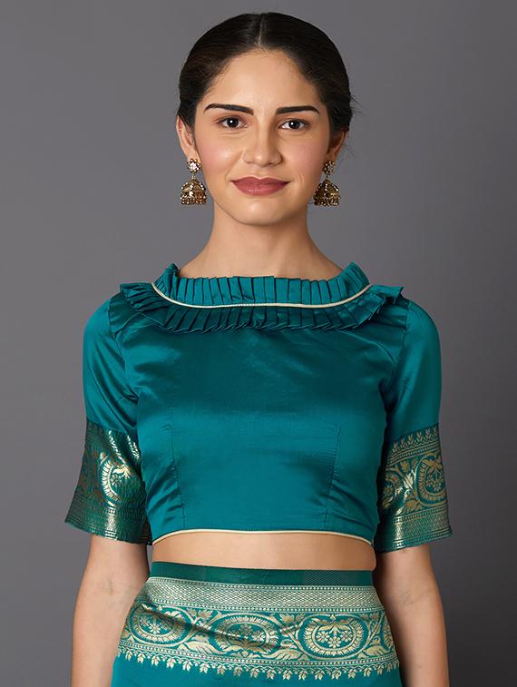 self design banarasi saree with blouse - 16954534 - Zoom Image - 3