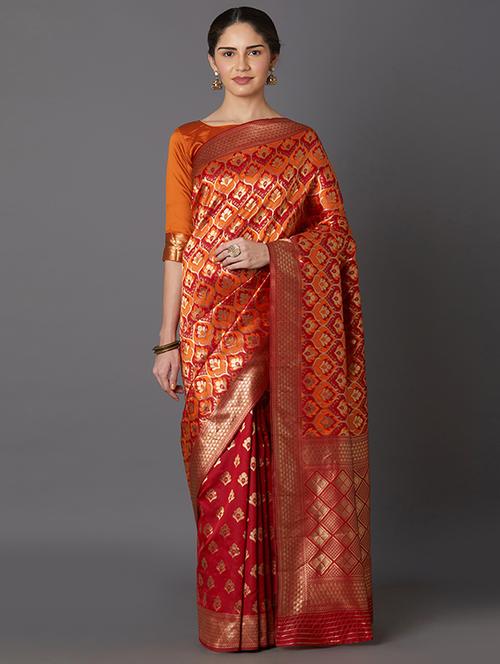 self design banarasi saree with blouse - 16954539 - Standard Image - 1