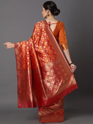 self design banarasi saree with blouse - 16954539 - Standard Image - 2