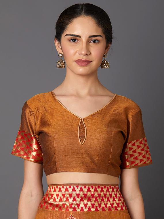 self design banarasi saree with blouse - 16954543 - Zoom Image - 3