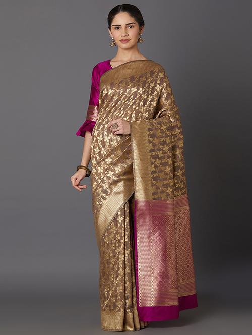 self design banarasi saree with blouse - 16954544 - Standard Image - 1