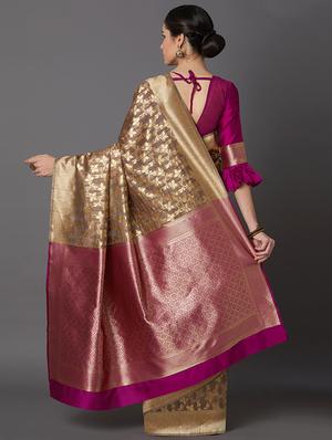 self design banarasi saree with blouse - 16954544 - Standard Image - 2