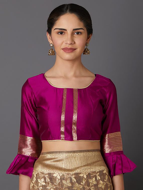self design banarasi saree with blouse - 16954544 - Zoom Image - 3
