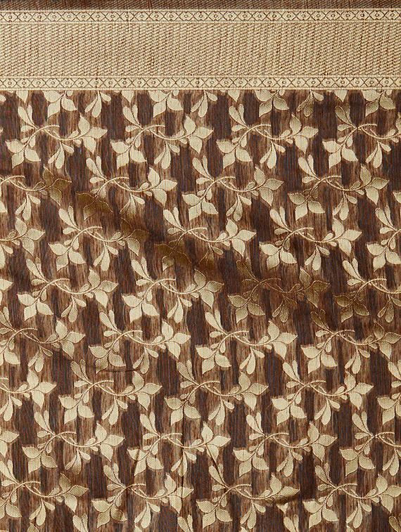 self design banarasi saree with blouse - 16954544 - Zoom Image - 4