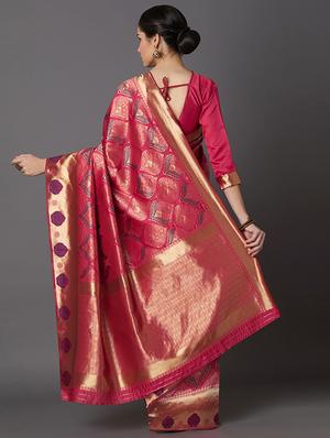 self design banarasi saree with blouse - 16954546 - Standard Image - 2