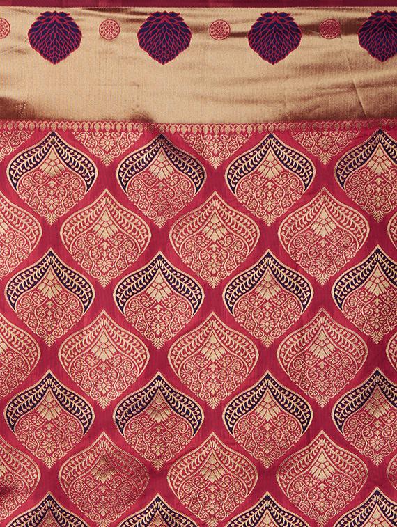 self design banarasi saree with blouse - 16954546 - Zoom Image - 4