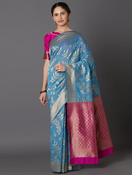 self design banarasi saree with blouse - 16954548 - Standard Image - 1