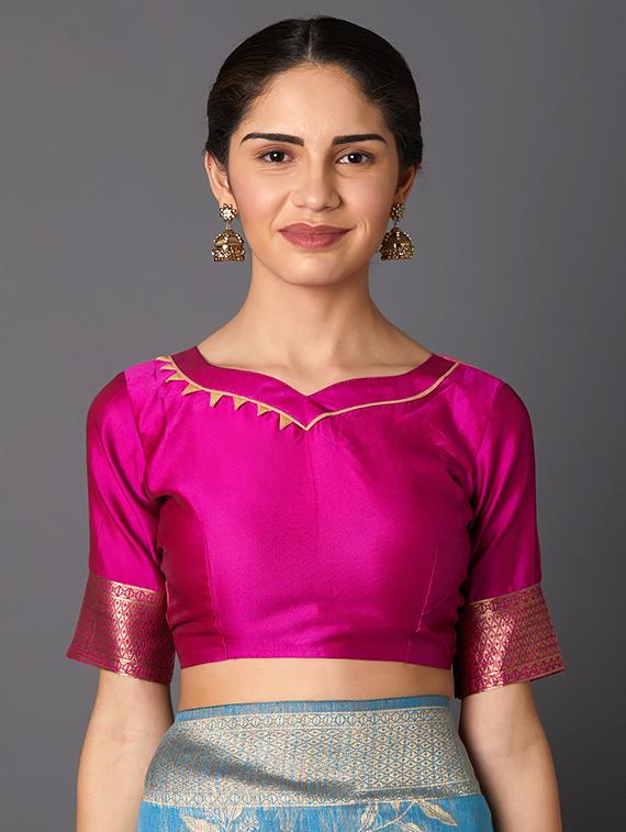 self design banarasi saree with blouse - 16954548 - Zoom Image - 3