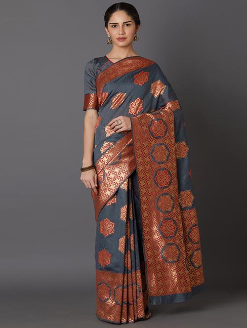 self design banarasi saree with blouse - 16954549 - Standard Image - 1