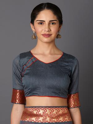 self design banarasi saree with blouse - 16954549 - Standard Image - 3