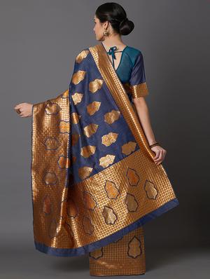 self design banarasi saree with blouse - 16954553 - Standard Image - 2