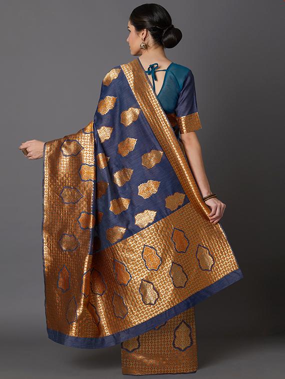 self design banarasi saree with blouse - 16954553 - Zoom Image - 2