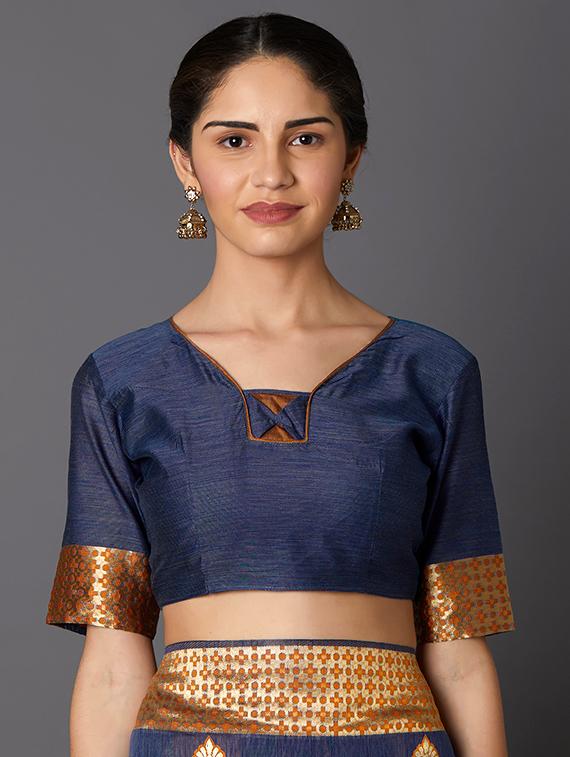 self design banarasi saree with blouse - 16954553 - Zoom Image - 3